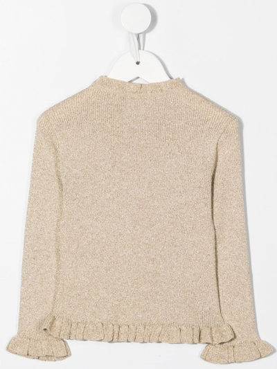 Shop Stella Mccartney Ruffle-detail Knit Jumper In Gold