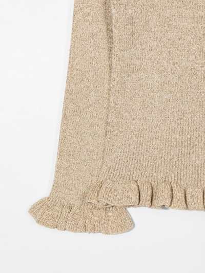 Stella Mccartney Ruffle-detail Knit Jumper In Gold