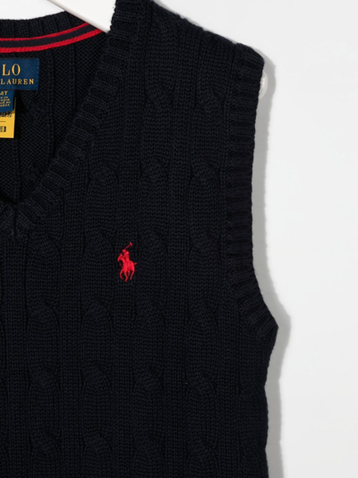 Shop Ralph Lauren Embroidered-pony Knit Vest In Blau