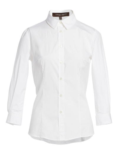 Shop Carolina Herrera Women's Classic Cotton Blouse In White