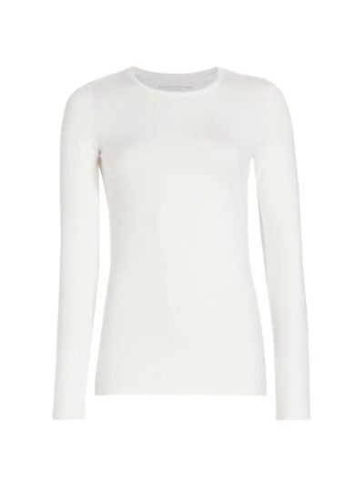 Shop Majestic Women's Soft Touch Crewneck Long-sleeve Top In Milk