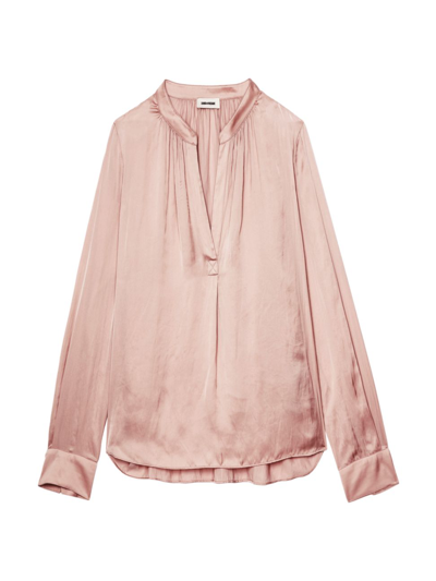 Shop Zadig & Voltaire Women's Tink Relaxed-fit Satin Shirt In Blush