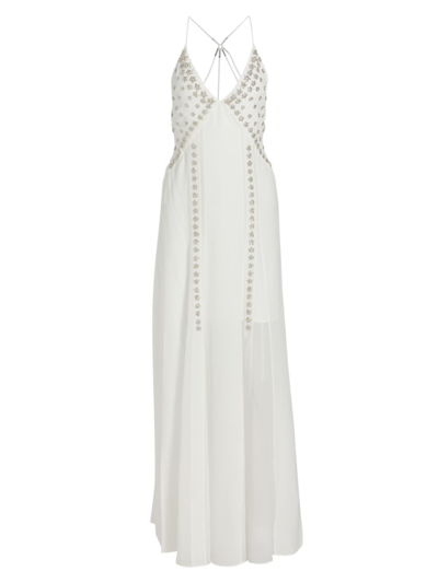 Shop Givenchy Women's Sleeveless Crystal-embroidered Gown In White Silver