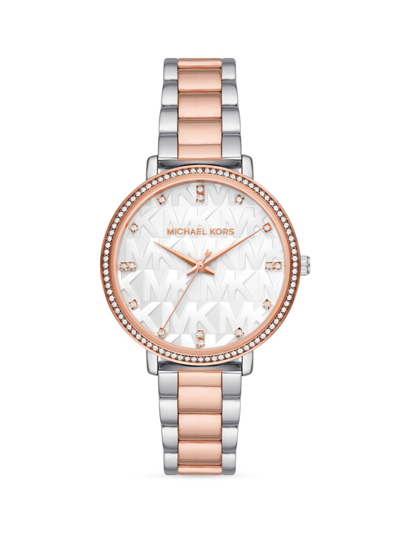 Shop Michael Kors Women's Pyper Two-tone & Crystal Bracelet Watch In Pink