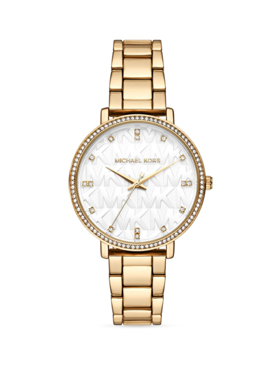 Shop Michael Kors Women's Pyper Goldtone & Crystal Bracelet Watch In Yellow Gold