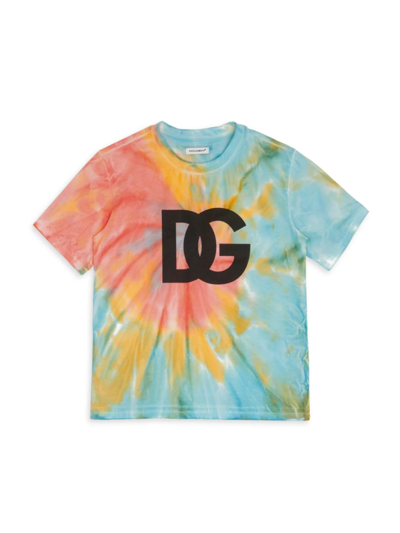 Shop Dolce & Gabbana Little Boy's & Boy's Tie-dye Logo T-shirt In Neutral