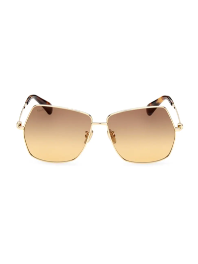 Shop Max Mara Women's 61mm Square Sunglasses In Gold