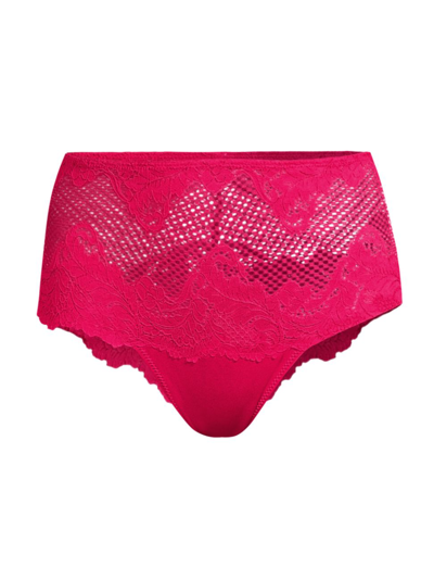 Shop Le Mystere Women's Lace Allure High-waist Panty In Bright Pink