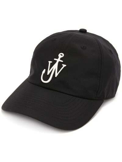 Shop Jw Anderson Black Embroidered Anchor Baseball Cap