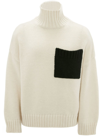 Shop Jw Anderson Neutral Patch Pocket Turtleneck Sweater In Neutrals