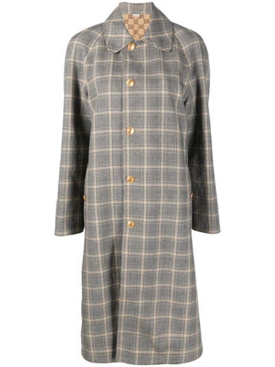 Shop Gucci Grey Reversible Checked Coat In Neutrals