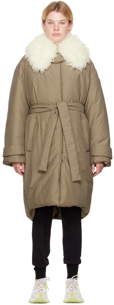 Shop Stella Mccartney Taupe Fff Collar Parka In 2802 Taupe