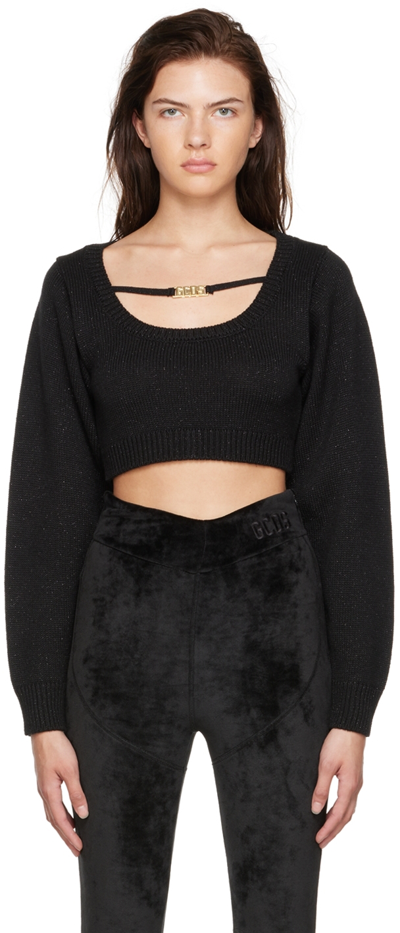 Shop Gcds Black Cropped Sweater In 02 Black