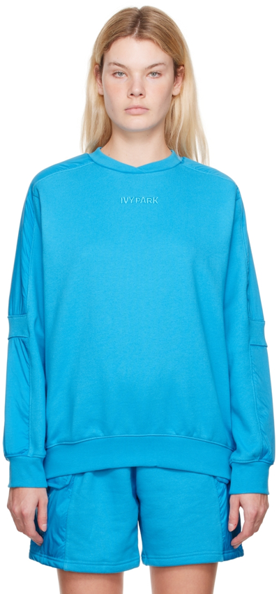 Shop Adidas X Ivy Park Blue Cotton Sweatshirt In Shock Cyan