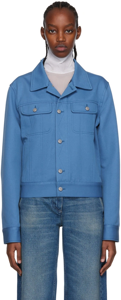 Shop Mm6 Maison Margiela Blue Paneled Jacket In 523 70's Blue
