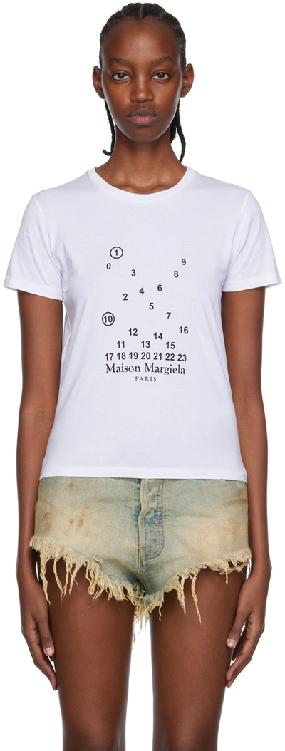 Shop Maison Margiela White Number T-shirt In 100 White
