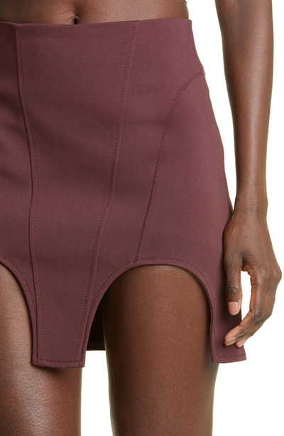 Shop Dion Lee Double Arch Cotton Blend Miniskirt In Oxblood