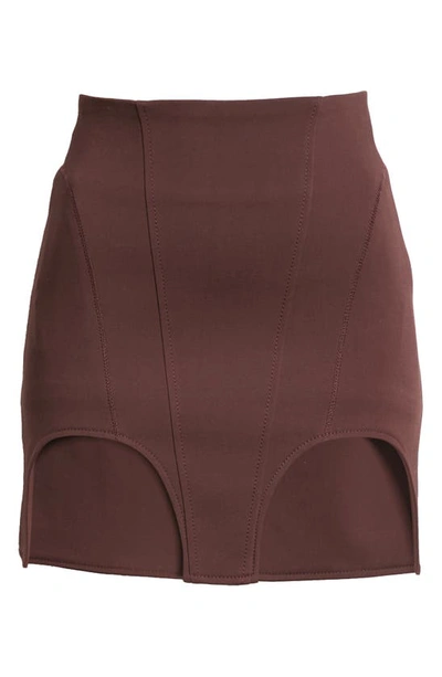 Shop Dion Lee Double Arch Cotton Blend Miniskirt In Oxblood