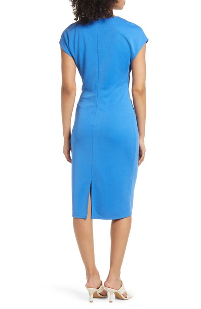 Shop Halogen Twist Front Knit Sheath Dress In Blue Palace