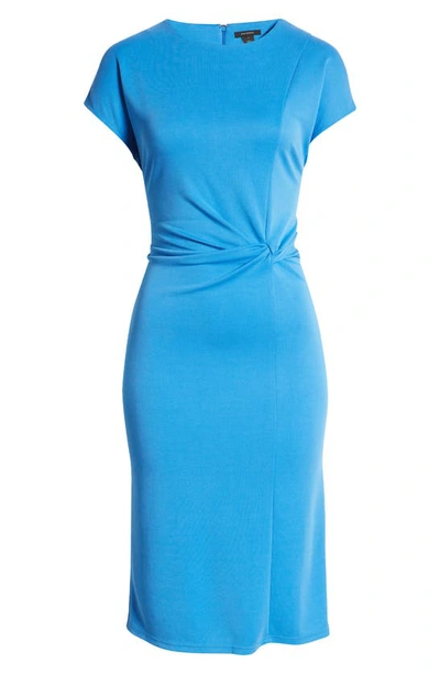 Shop Halogen Twist Front Knit Sheath Dress In Blue Palace