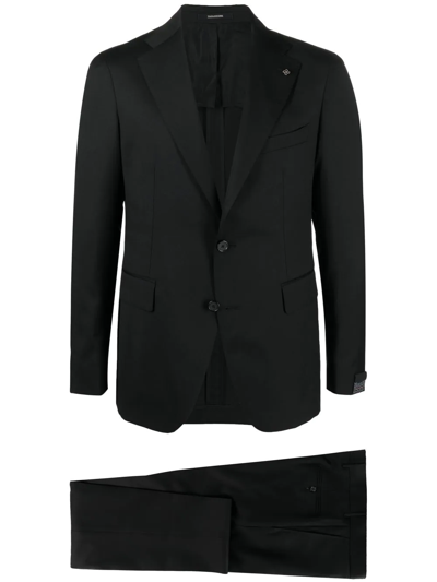 Shop Tagliatore Virgin Wool Single-breasted Suit In Black