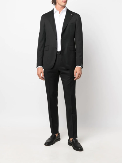 Tagliatore Black Virgin Wool Bruce Single-breasted Suit In Black