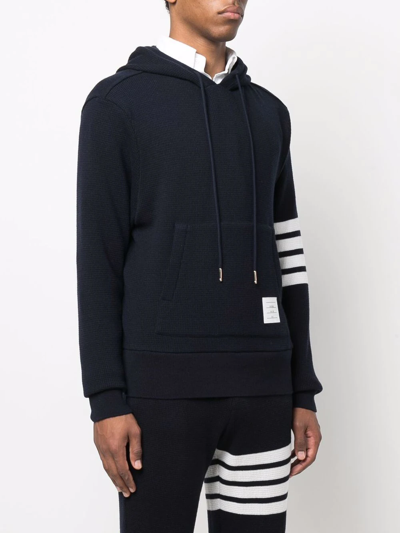 Shop Thom Browne 4-bar Stripe Hoodie In Blue