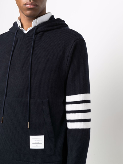 Shop Thom Browne 4-bar Stripe Hoodie In Blue