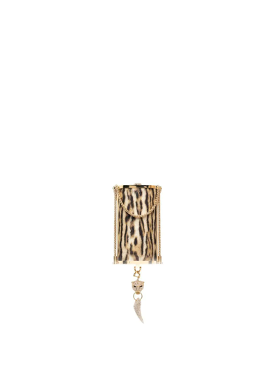 Shop Roberto Cavalli Small Tiger Tooth Shoulder Bag In Gold