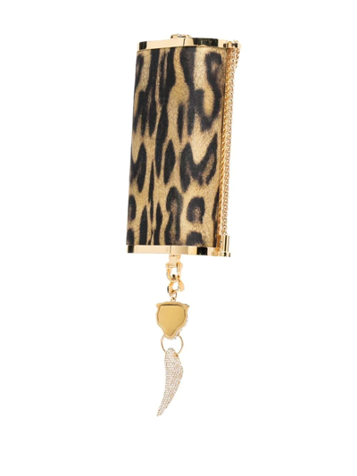 Shop Roberto Cavalli Small Tiger Tooth Shoulder Bag In Gold