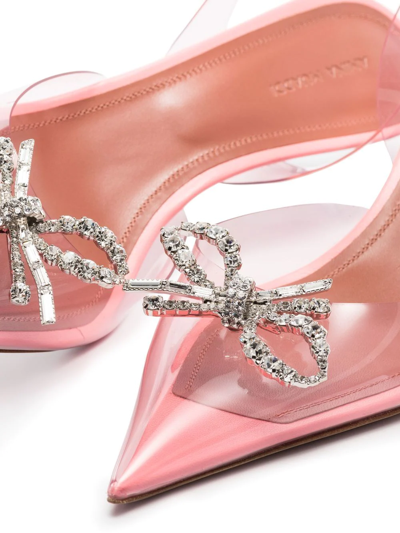 Shop Amina Muaddi Amina Rosie Crystal-bow Slingback Pumps In Pink