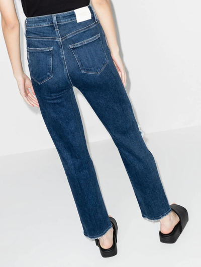 Shop Paige Stella Mid-rise Straight-leg Jeans In Blue