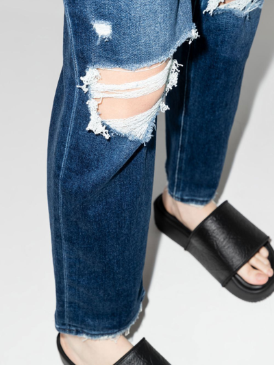 Shop Paige Stella Mid-rise Straight-leg Jeans In Blue