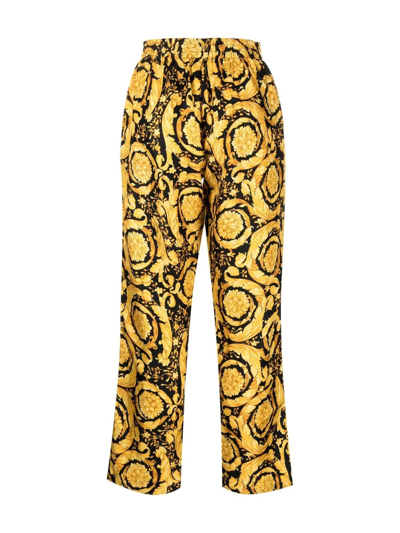 Shop Versace Barocco-print Pajama Bottoms In Black