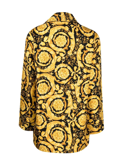 Shop Versace Barocco-print Pajama Top In Yellow