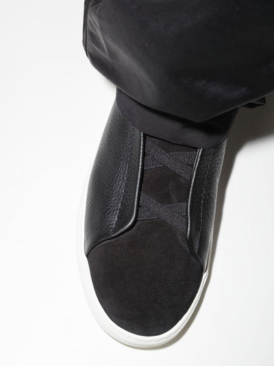 Shop Zegna Triple Sneaker Elasticated Slip-on Trainers In Black