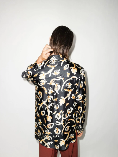 Nanushka Jari Relaxed Fit Long Sleeve Printed Shirt In Black