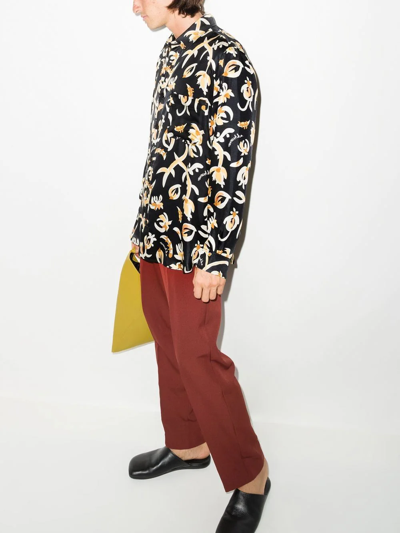 Nanushka Jari Relaxed Fit Long Sleeve Printed Shirt In Black