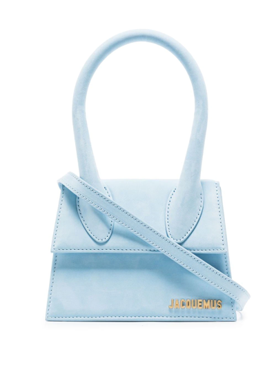 Shop Jacquemus Le Chiquito Moyen Leather Tote Bag In Blue