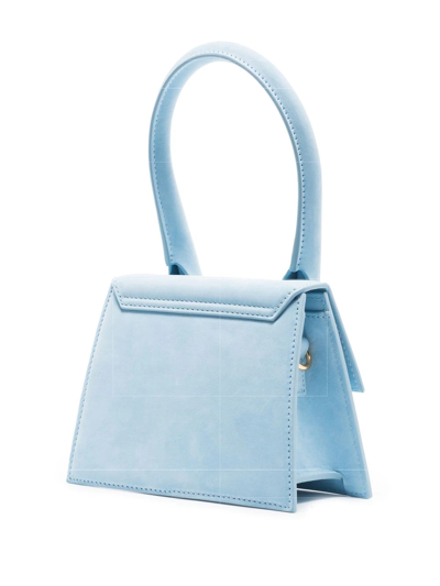 Shop Jacquemus Le Chiquito Moyen Leather Tote Bag In Blue