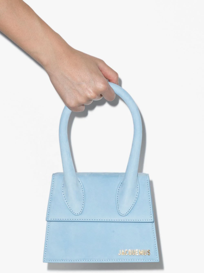Jacquemus 'the Medium Chiquito' Mini Bag In Light Blue Leather In Blue