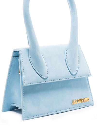 Shop Jacquemus Le Chiquito Moyen Leather Tote Bag In Blue