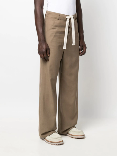 Shop Nanushka Drawcord-waist Wide-leg Trousers In Neutrals
