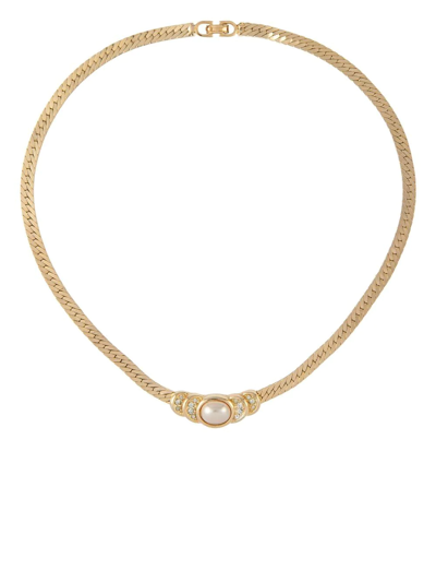 Pre-owned Dior 1980s  Faux-pearl Necklace In Gold