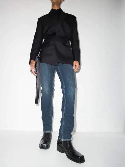 Alexander Mcqueen Alexander Mc Queen Logo-embroidered Straight-leg Jeans In Blue