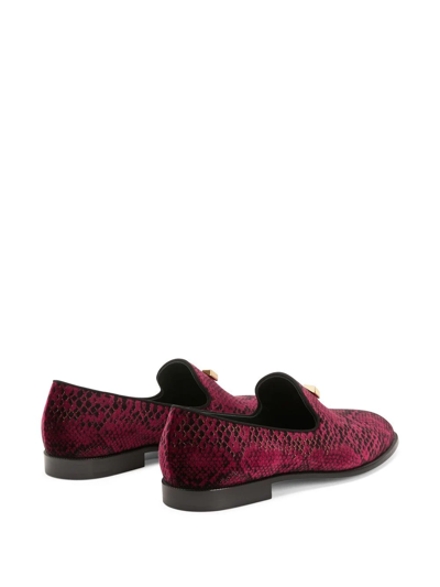 Shop Giuseppe Zanotti Jareth Snakeskin-effect Loafers In Red
