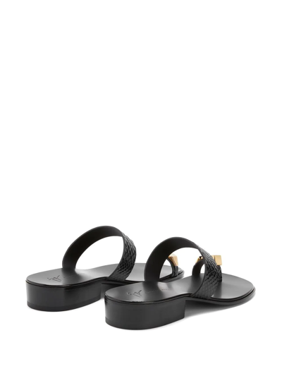 Shop Giuseppe Zanotti Bardack Snakeskin-effect Sandals In Black
