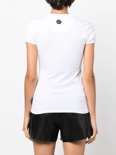 Philipp Plein Script Logo Crystal-embellished T-shirt In White