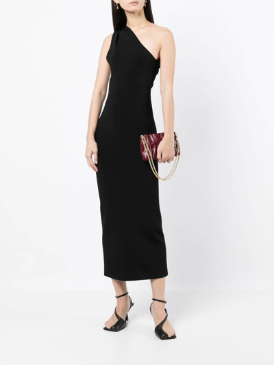 Galvan Persephone One-shoulder Midi Dress In Black
