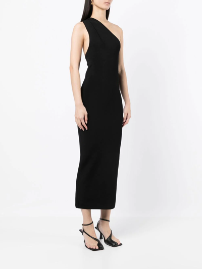 Galvan Persephone One-shoulder Midi Dress In Black